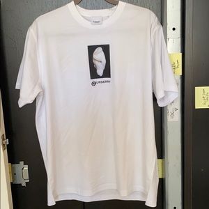 White Burberry Graphic Oversized Tee (small)